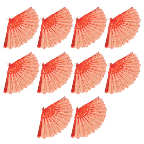Éventails pliables légers et résistants en dentelle rouge pour spectacle de danse