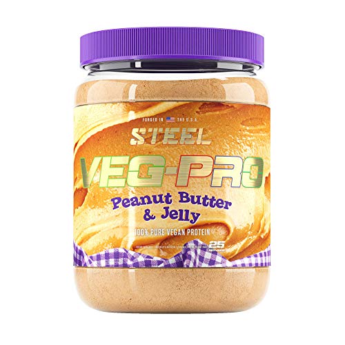 Steel Supplements Veg-PRO Vegan Protein Powder, Peanut Butter & Jelly- Organic Pea Protein Powder, Gluten Free, Dairy Free, Soy Free, Non GMO, BCAA Amino Acid (25 Servings, 1.65lbs)