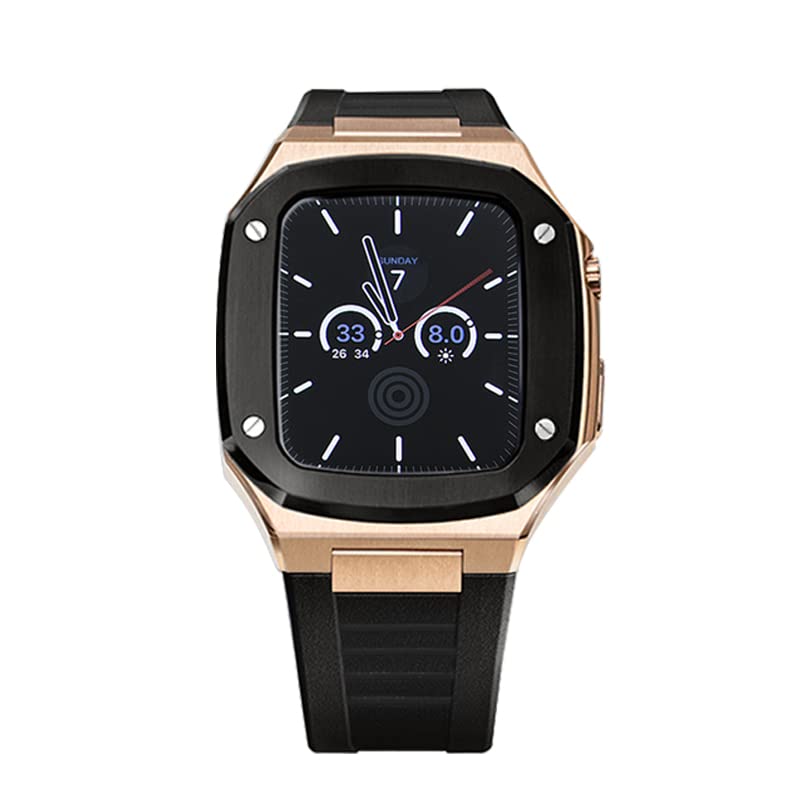 Bracelet acier inoxydable Apple Watch 44mm avec lunette boîtier métal de protection antichoc