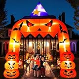 AerWo 12FT Tall Halloween Inflatables Archway Giant Arch, Pumpkin Blow Up With Built-in LED Lights for Outdoor Decorations, Holiday Yard Lawn Garden Party Decor
