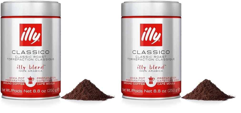 illy Classico Medium Roast Arabica Coffee for Moka Pots, 250g (Pack of 2)