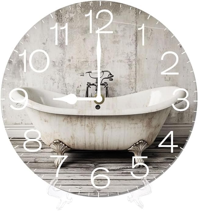 Miniatura 10 de Coffee Time - Reloj de pared, reloj analógico de cuarzo silencioso sin tictac, reloj náutico retro de madera con números arábigos, relojes de pared