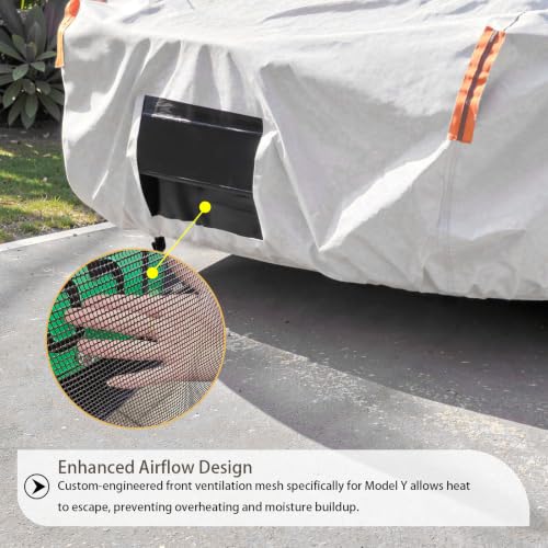 Image of Tesla Model Y Car Cover (2020-2026) Waterproof All Weather, Heavy Duty Car Covers with Driver Door Zipper, Outdoor Rain Snow UV Protection
