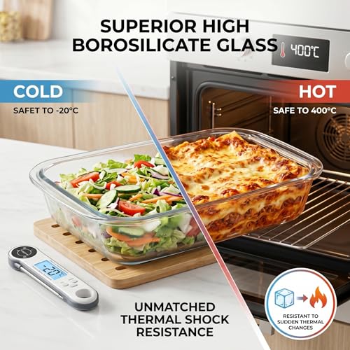 Bandeja rectangular de vidrio borosilicato resistente para horno y mesa 3