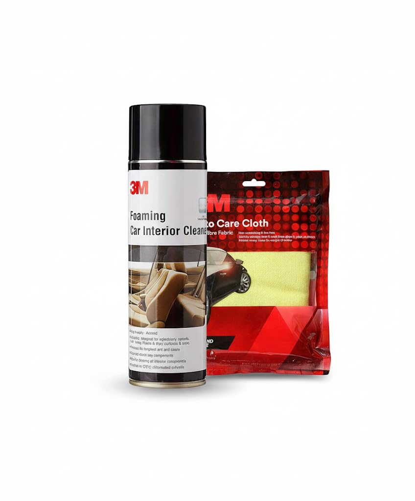 3M Car Care Combo|Foaming Interior Cleaner 580g & Microfiber Yellow Cloth 40.64cm x 40.64cm for Car Detailing-picture-18