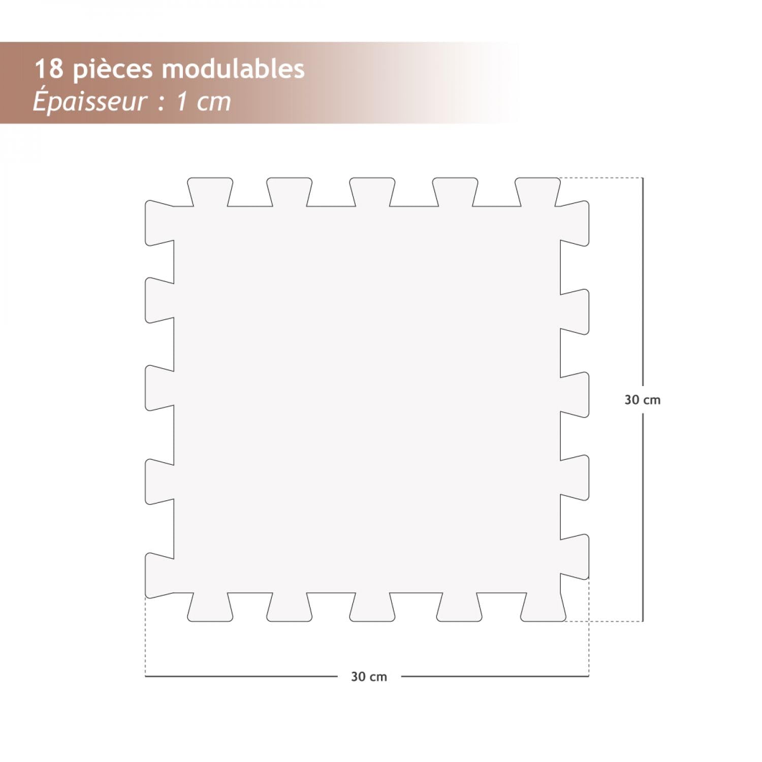 Vivezen - Tapis de sol puzzle pour fitness ou jeu enfant, antidérapant - 18 pièces - Plusieurs coloris