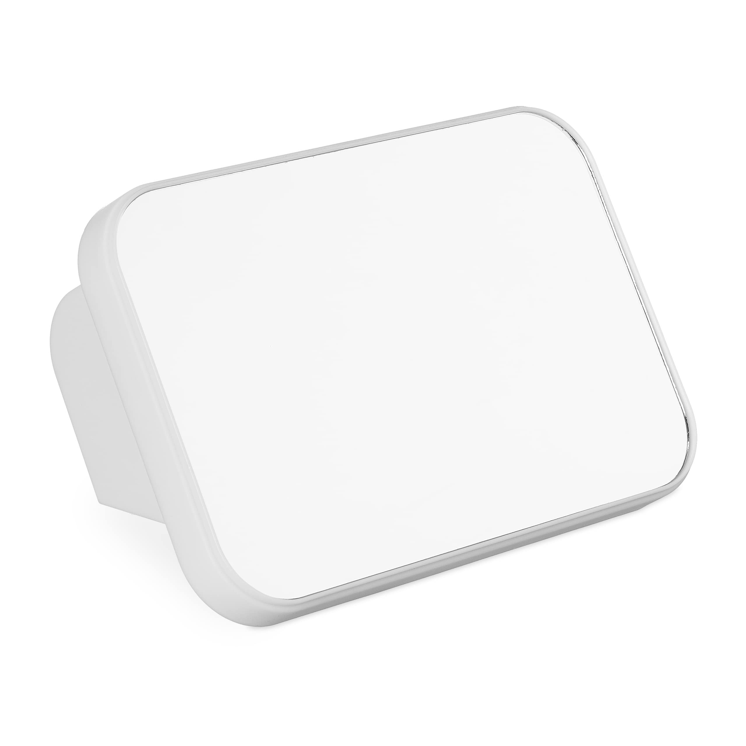 Relaxdays White Tilting Cosmetics Mirror, Travel Vanity Mirror For Shaving, Plastic Frame,
