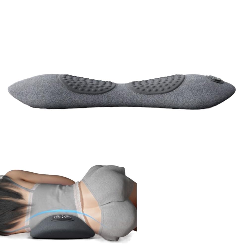 3 IN 1 Rücken Massage Gerät Rückenmassagegerät mit Vibration, Wärme & Traction – Optimaler Lendenwirbelstütz für natürliche Wirbelsäulenform