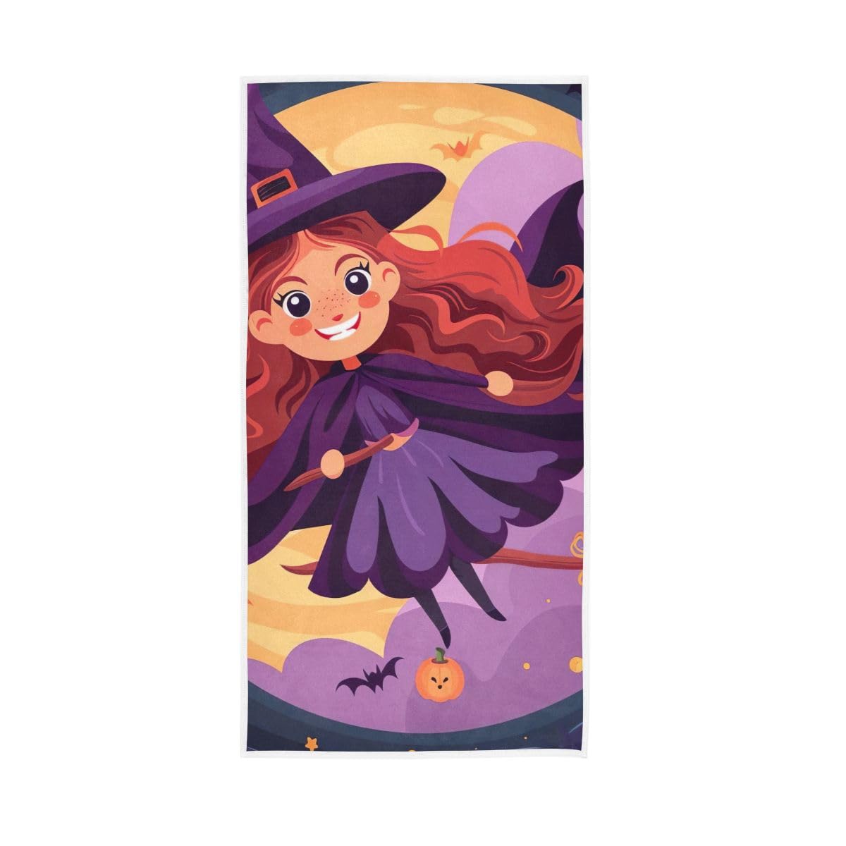 LSRCPD Cartoon Witch Halloween Hand Towels, Cotton Hand Towels for Hand, Face, Hair, Yoga, Kitchen, Bath 15 x 30 Inches