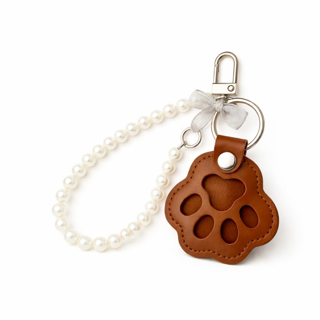 RAYGU dog fur keepsake hair keyring pet keyring memorial leather keychain dad gifts dog cat memorial gifts paw print kit loss gifts (brown)