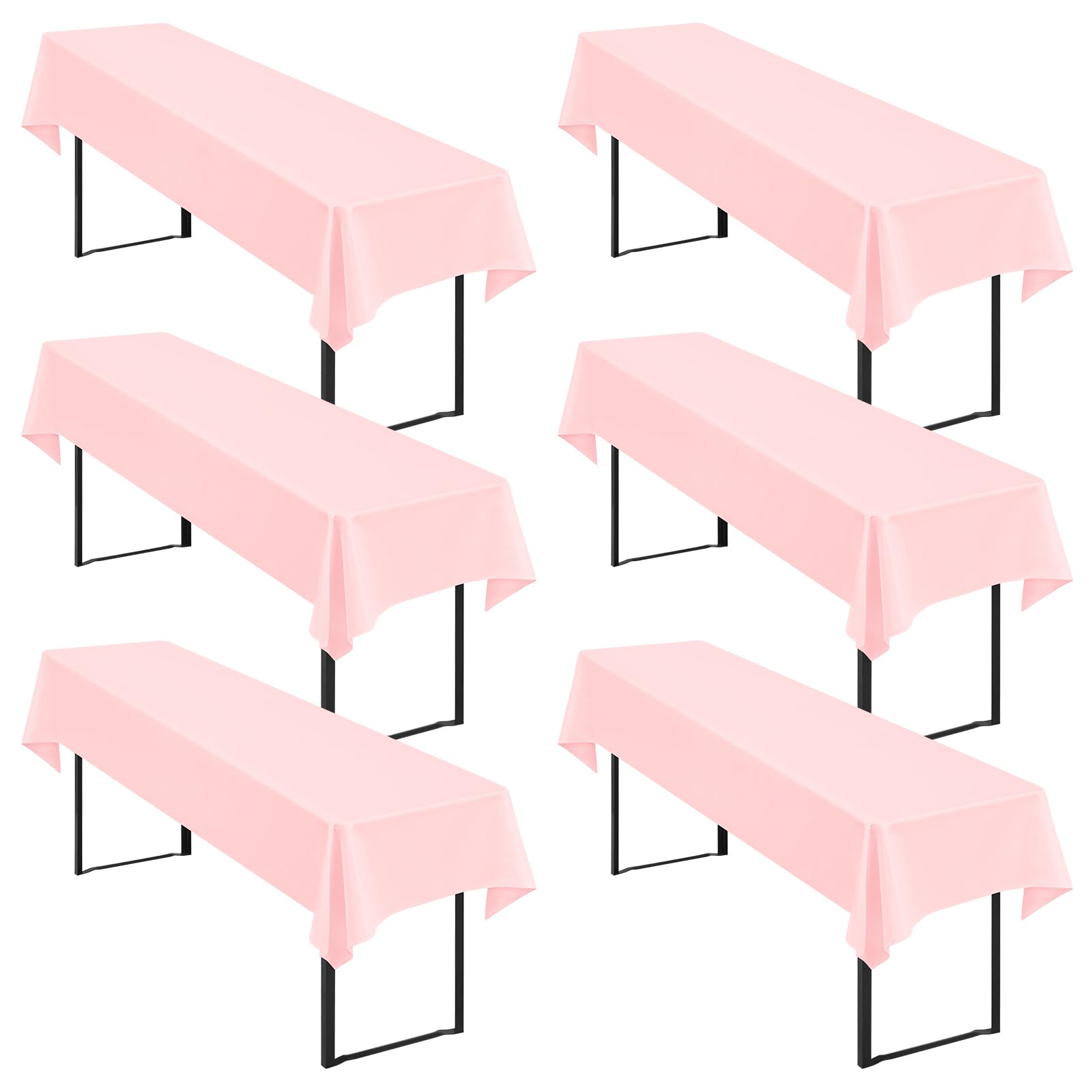 6 Stück Rosa Biertisch Tischdecke universal für 50cm u.70cm Biertische Hussen für Biertisch, Blickdichte Polyester Biertischhussen Biertisch-Husse Rechteckige Tischdecken Waschbar-250x100cm