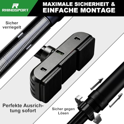 Image of RHINOSPORT Pull-up bar door frame without screws with rotating gear lock, pull-up bar adjustable 69-92 cm (27.1-36.2 inches), load capacity up to 200 kg pull up bar, black