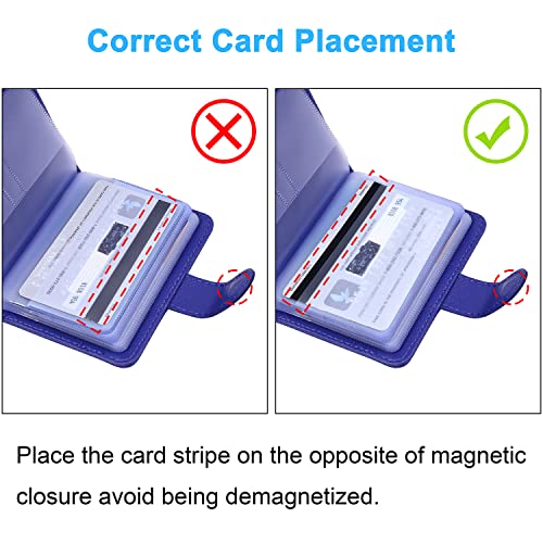 Image of Wisdompro Credit Card Holder, PU Leather Slim RFID Blocking Debit Card Protector Wallet Organizer Case with Magnetic Shut (Build in 20 Card Slot & 7 Small Cells for Memory Cards)-Vertical Blue