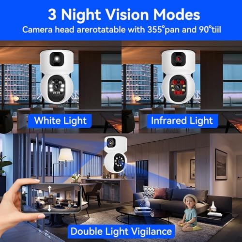 Image of Dr Vision 5MP Indoor WiFi Smart CCTV Camera for Home | Full HD | Color Night Vision | Motion Detection | Two Way Audio | Wireless Home Security Camera with Mobile App V380 Pro (CV Dual Lens)