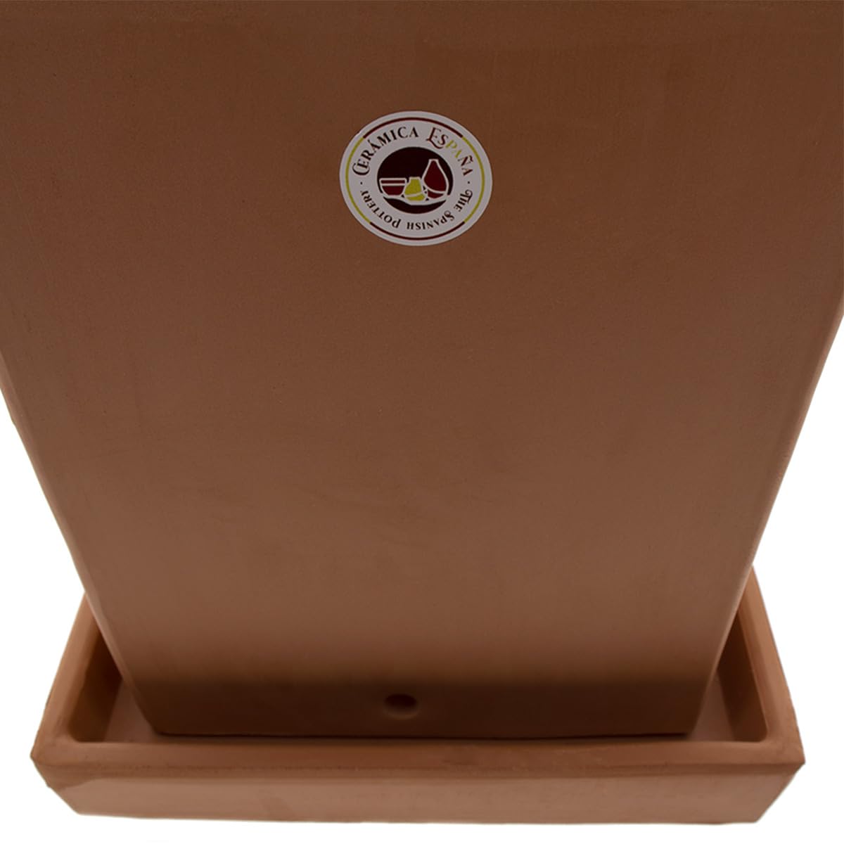 CERÁMICA ESPAÑA | Macetas de Barro Rojo | Macetas Decorativas | Macetas de cerámica | Macetas Exterior | Maceta Interior | Maceta Cuadrada - Modelo J02 | 25x25x27.5 cm | Plato Incluido