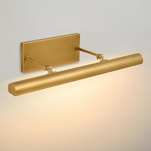 Miniatura 3 de Luz de imagen de latón para pared 24 pulgadas, cableada, regulable, vintage, dorado, cepillado, galería, iluminación artística sobre marco de fotos,