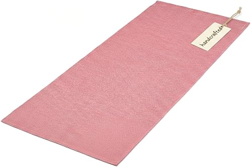 Miniatura 15 de LFH Home - Tapete de yoga de algodón hecho a mano para ejercicio, entrenamiento, fitness, perfecto y de alta calidad, ecológico, tejido de algodón