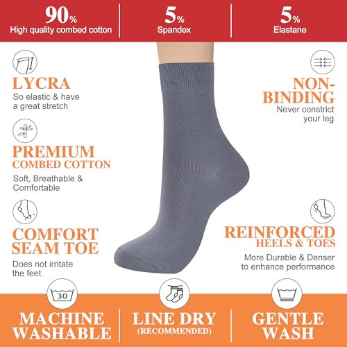 Image of ATBITER Women's Thin Cotton Crew Socks - Soft Above Ankle Bootie Casual Dress Socks 6-Pairs