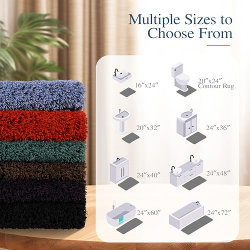 Walensee Bathroom Rug, Non-slip Bath Mat for Bathroom (16x24, Dark Purple) Absorbent Soft Microfiber Shaggy Bathroom Mat Machine Washable Bath Mat for Bathroom Thick Plush Rug for Shower