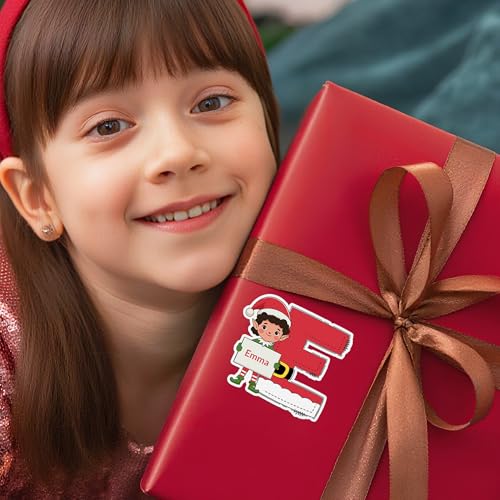 Image of Personalized Christmas Stickers, Custom Name & Elf Waterproof Christmas Gift Tags for Gift Box Holiday Decorations, Stockings, Party Favors