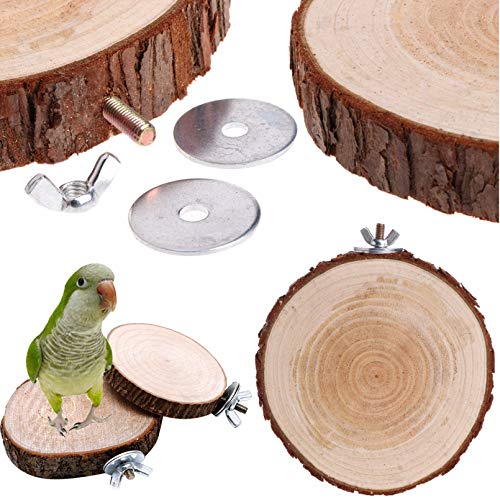 Image of Hamiledyi Bird Perch Stand, 12PCS Wood Parrot Perch Stand Platform, Paw Grinding Rough-surfaced Parakeet Cage Accessories Exercise Toy for Budgies Conure Cockatiel Hamster (Random Color)