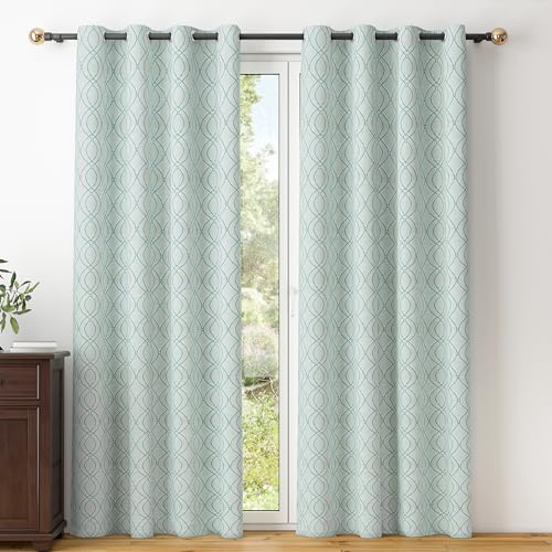 Image of Yellow Weaves 1 Pc Jacquard Oval Eyelet Long Door Curtain - Perfect for Home, Office, Bedroom, Living Room & Balcony - 7 Feet (Sky Blue)