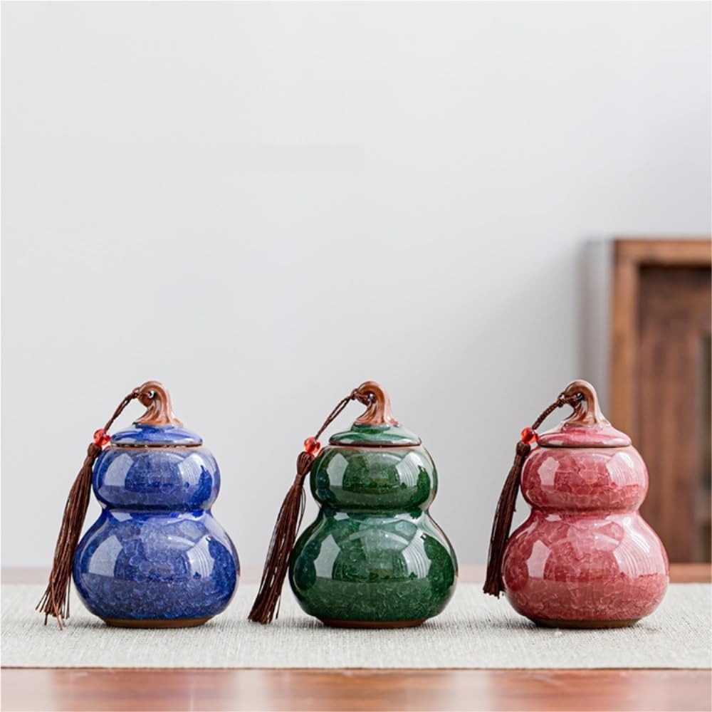 XYNSNDB Pojemnik na herbatę ceramiczny luzem pojemnik do przechowywania herbaty słoik mały szczelnie zamknięty słoik pusty słoik Retro zestaw do herbaty trzy słoiki zestaw upominkowy puszka na herbatę