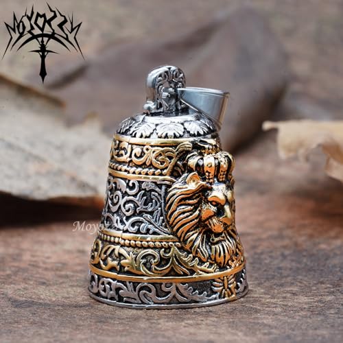 Image of Royal King Lion Head Guardian Motorcycle Bell with Hanger for Biker,Good Luck Keychain & Motorcycle Accessories