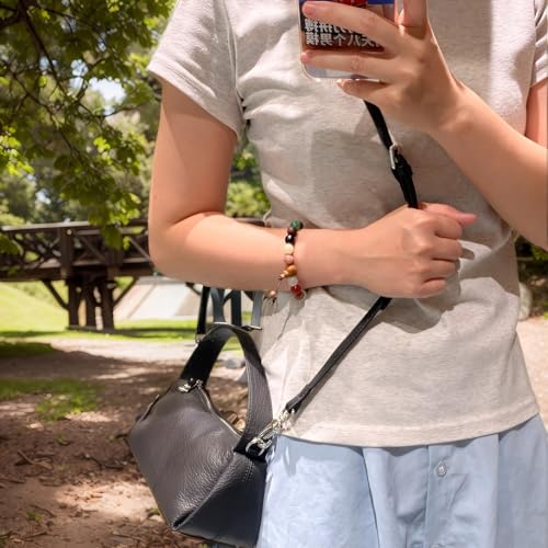 Women's Hand Bag with Top Handle, Leather Purse, Shoulder Hobo Dumping bag Black and White4