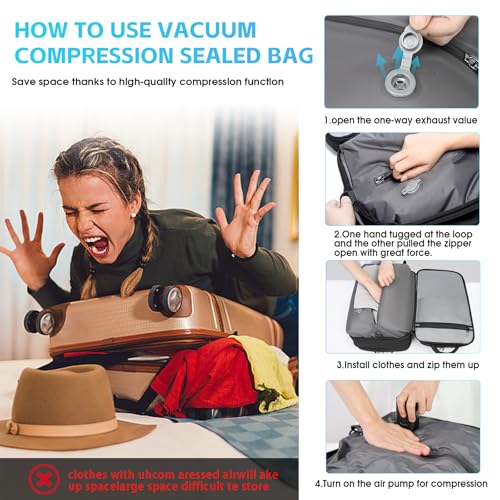 Image of TANGCORLE Vacuum Seal Travel Backpack, Expandable Vacpack Backpack with Vaccum Compression System, Water Ressistant 17.3 Inch Laptop Backpack with USB Charging Port-Vacuum Pump Included