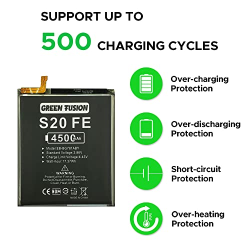 Image of GREEN FUSION Compatible with Galaxy S20 FE 5G Battery Replacement, EB-BG781ABY New 0 Cycle Battery for Samsung Galaxy S20 FE G781U /U1 /F /W /N with Installation Instruction & Repair Toolkit