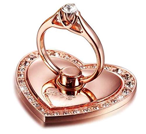 Cell Phone Ring Holder Grip Turns 360° Degrees & 180° Degrees Adjustable To Fit Your Needs Helps Stabilize Phone For Selfies And Wall Hook 4 Colors Available Heart Design 62902 (A - Rose Gold) #TOP9