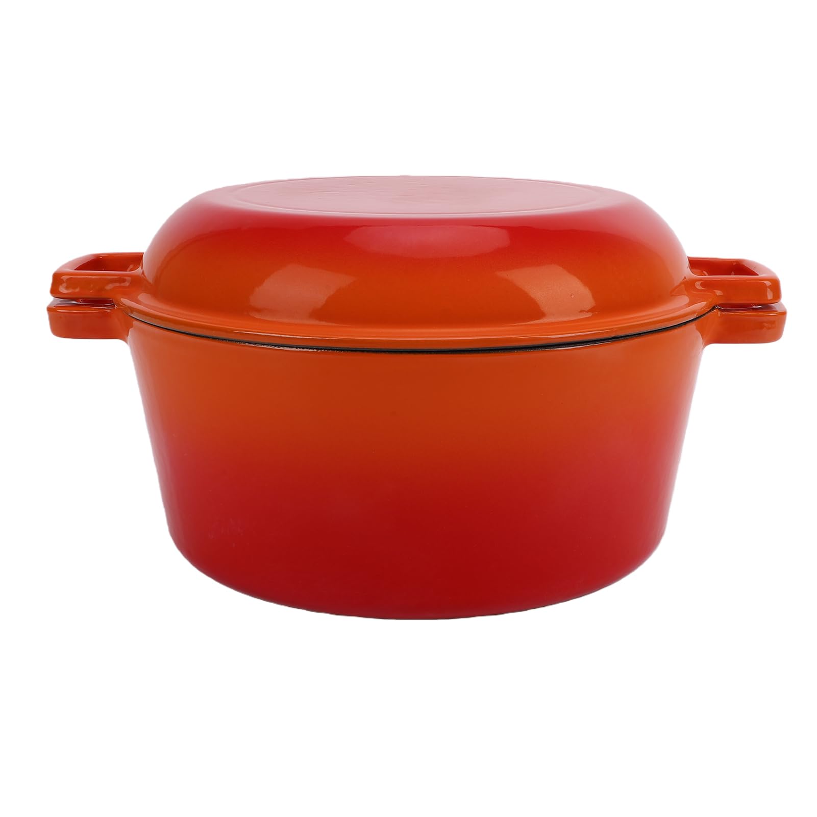 Annadue Emaliowany żeliwny Garnek do Gotowania z pokrywką, z Dwoma (ORANGE)