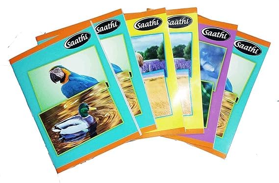 VN AND SONS Saathi Long Notebooks Single Line | 200 Ruled Pages | 20 cm x 28 cm Approx | Writing Book with Page Numbers | for School College and Office Use | Soft Cover | Set of 6
