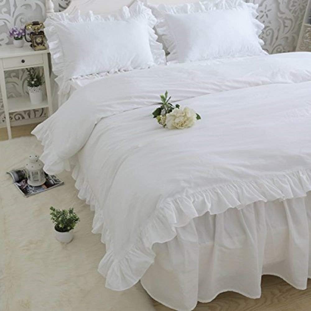 Cotton Shams - Soft Luxurious 2-Piece Frilled Corner Ruffle Pillow Shams 100% Cotton 400 Thread Count Pillow Covers (Standard/Queen, Pink)