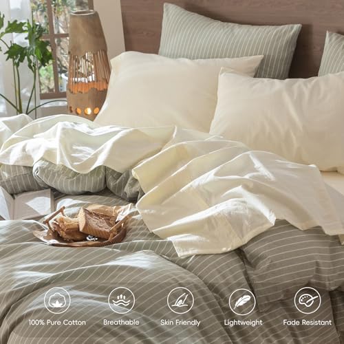 Image of MooMee Sheet Set 100% Washed Cotton Linen-Like Extra Deep Pocket Full | Relaxed Linen-like Texture. Soft, Breathable & Lightweight Comfort. 15-19 inch Extra Deep Pocket with All-around Elastic