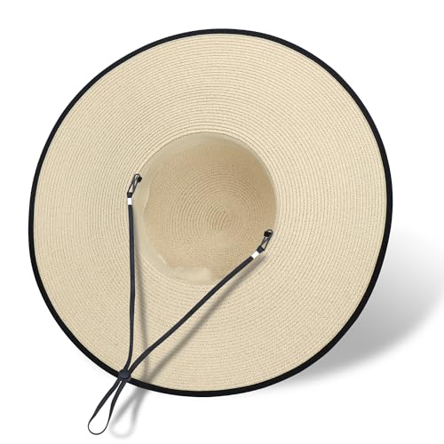 Image of Women Wide Brim Sun Hat UPF50 Straw Summer Hat Floppy Beach Hat Roll-Up