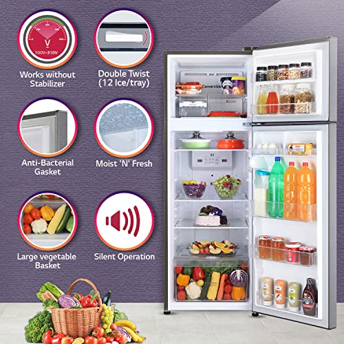 Image of LG 308 L 3 Star Frost-Free Smart Inverter Double Door Refrigerator Appliance (GL-S322RDSX, Dazzle Steel, Convertible & Multi Air Flow, 2022 Model)
