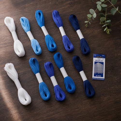 Kit de hilos Sashiko 32 piezas con 12 madejas y 20 agujas miniatura 4
