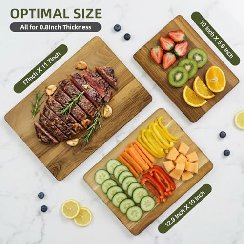 Set de 3 tablas de cortar de madera de teca miniatura 3