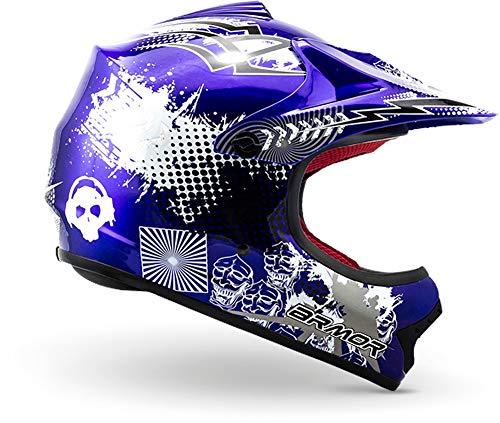 ARMOR HELMETS® AKC-49 „Blue“ · Kinder Cross-Helm · Motorrad-Helm MX Cross-Helm MTB BMX Cross-Bike Downhill Off-Road Enduro-Helm Moto-Cross Sport · DOT Schnellverschluss Tasche XS (51-52cm)