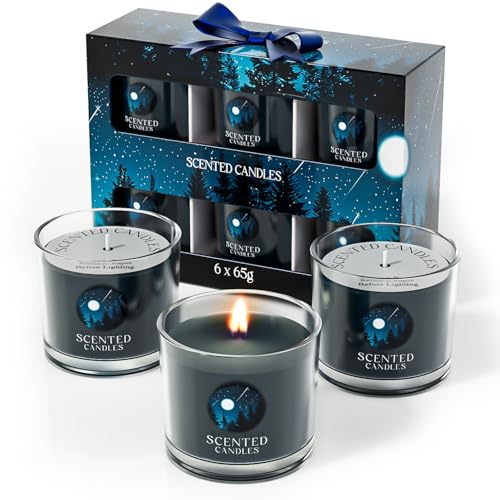 Image of CHILLFLAME Scented Candles Gifts for Men, Candles Gift Set for Him, 6 Scented Candles for Dad, Teacher, Birthday Gifts for Men /Women (Black, 14 oz)