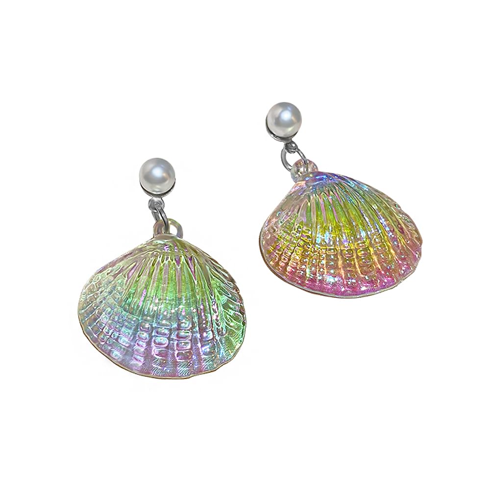 1 Pair Color Change Pearls Sea Shell Stud Earrings Beach Jewelry Gifts for Women for Halloween Party