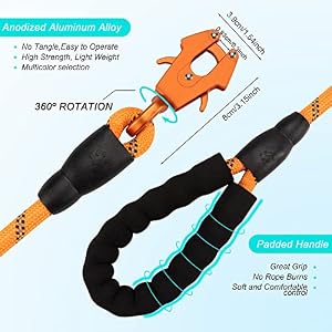 2/4/5/6FT Dog Leash, Heavy Duty Dog Rope Leash, Reflective Nylon Pet Leash with Aluminum Quick Release/Locking Tactical Frog Clip for Small Medium and Large Dogs 2/4/5/6FT Dog Leash, Heavy Duty Dog Rope Leash, Reflective Nylon Pet Leash with Aluminum Quick Release/Locking Tactical Frog Clip for Small Medium and Large Dogs
