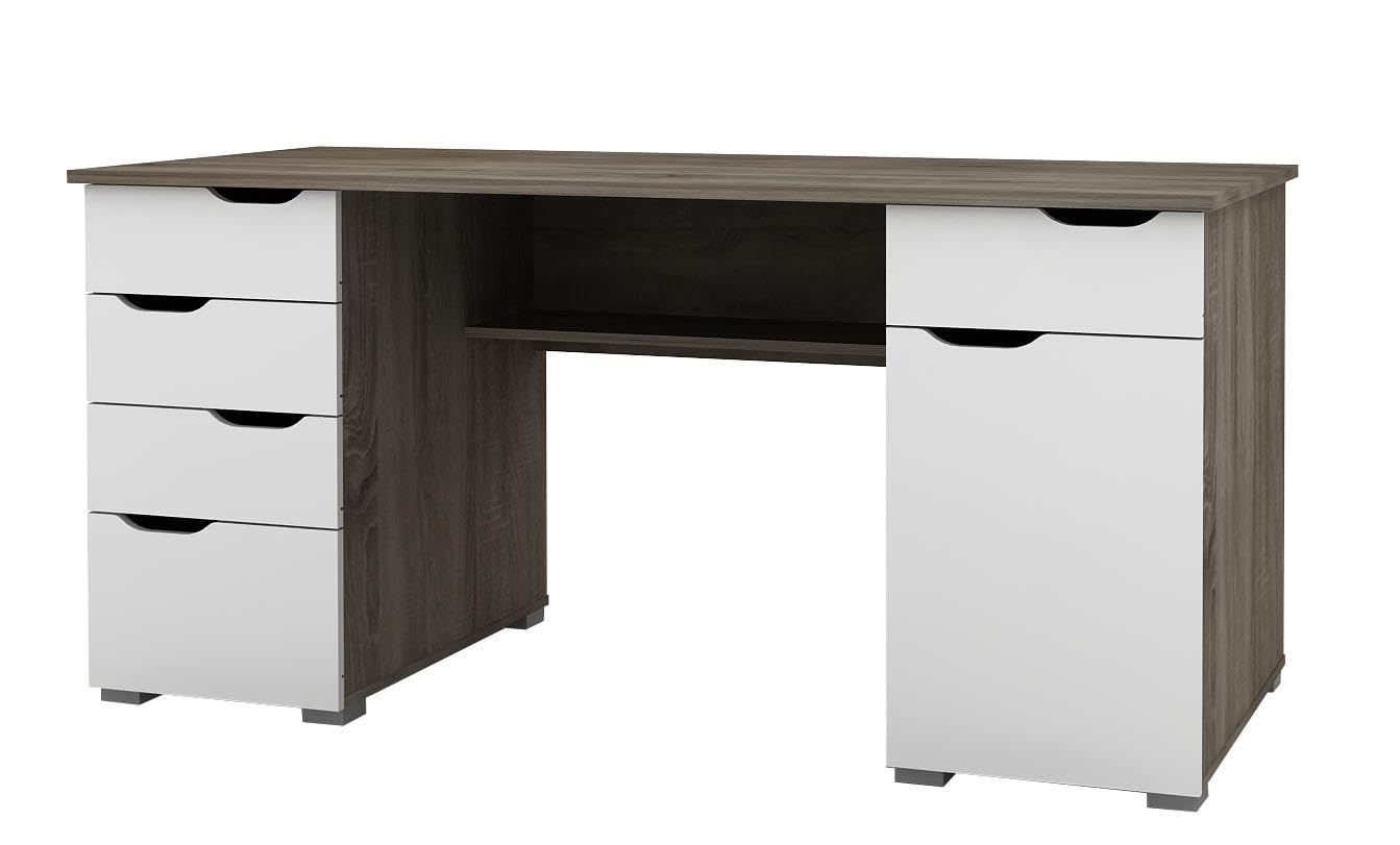 Dorel Home Dark/White Kentucky Desk In Oak And