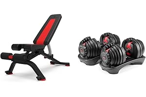 SelectTech 552 Adjustable 5-52.5 lb. Dumbbells with 5.1S Stowable Bench