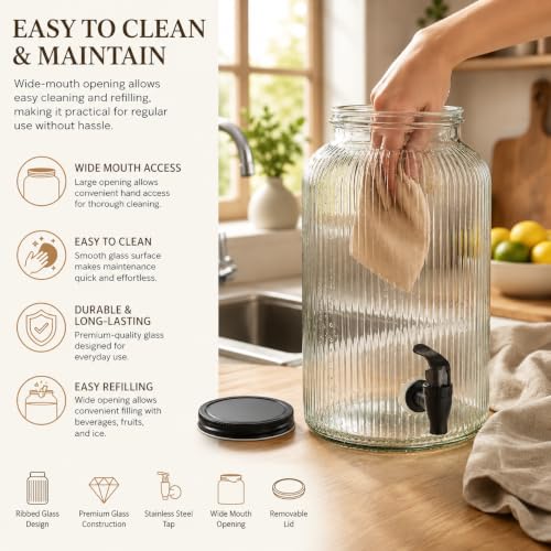 Bellemax 5.5L Glass Iced Drink Dispenser, Black Pack of 1 - Image 7