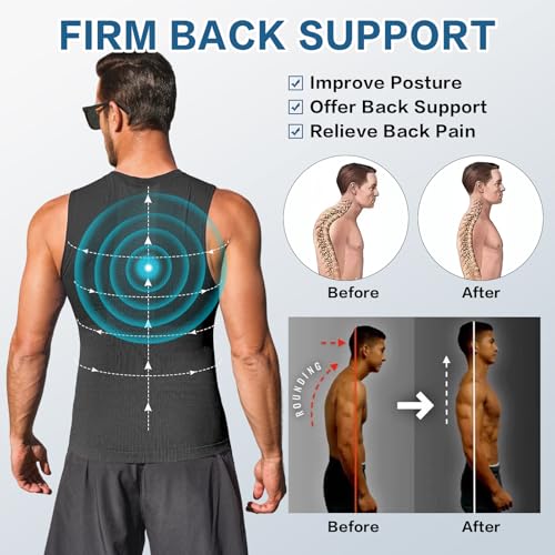 Beotyshow Mens Sleeveless Compression Shirt Slimming Body Shaper Vest Workout Tank Tops Shapewear Undershirts4