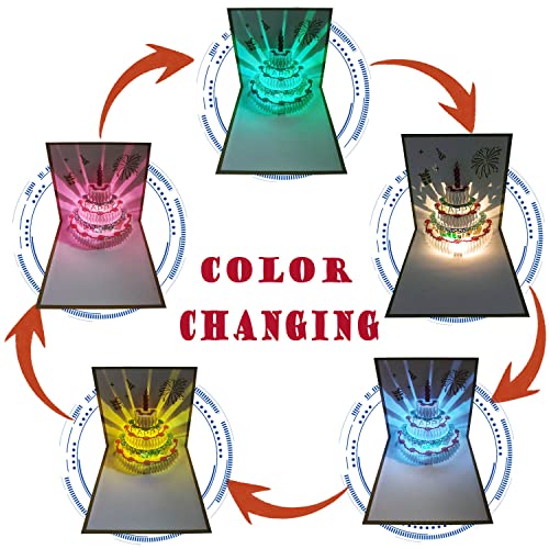 3D Changeable Colors Light Music Birthday Cards, Pop Up Warming Led Colourful Musical Cake Happy Birthday Greeting Cards Postcards For Mom Wife Sister Boy Girl And Friends 1 Pack #TOP1