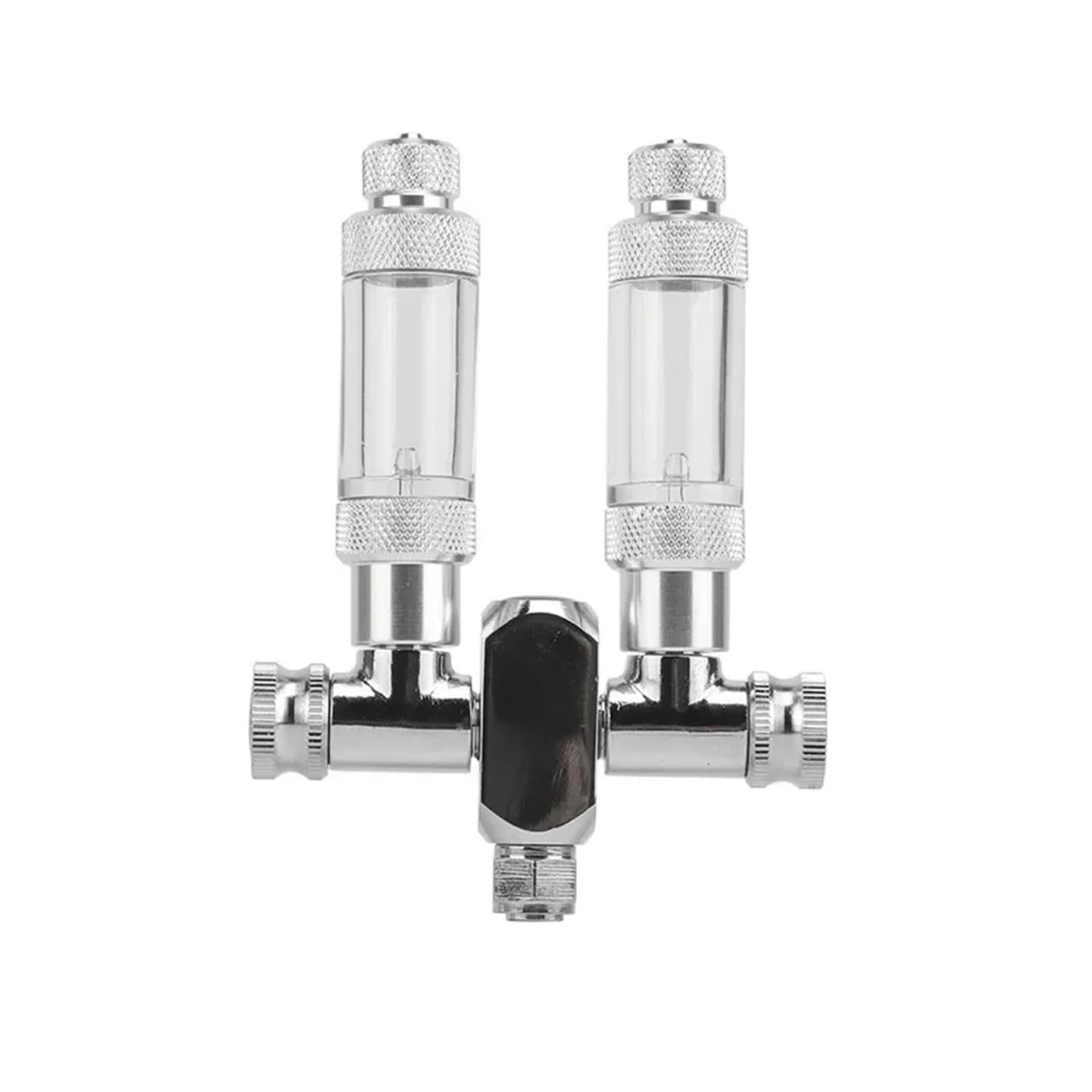 HEXEH Distribuidor de Co2, válvula de Aguja divisora ​​multidireccional for Acuario, regulador de solenoide de 2 vías de Acero Inoxidable, válvula de retención, Contador de Burbujas